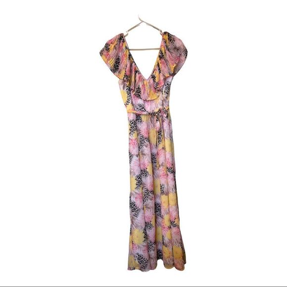 Victoria’s Secret Maxi Dress Pink and Yellow Pattern M - Picture 1 of 4